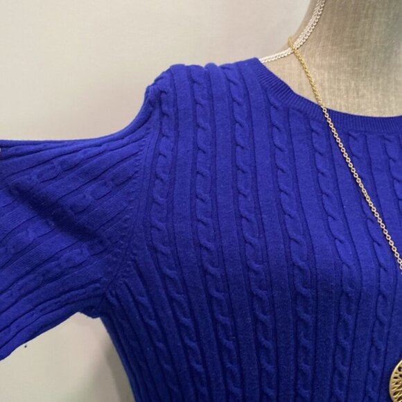 Talbots Blue Cable Crewneck Sweater - Picture 4 of 14